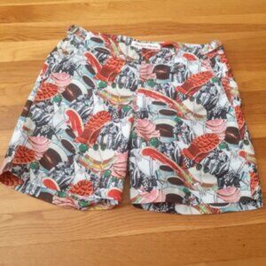 ORLEBAR BROWN X DAVID SALLE BULLDOG SWIM SHORTS RED COLLAGE SZ 28 Men's